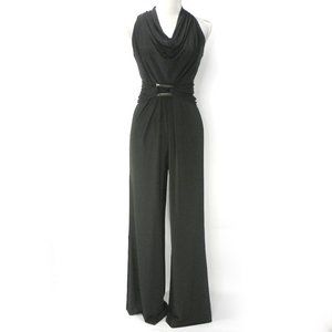 WHBM Black Jersey Cowl Neck Wide Leg Jumpsuit